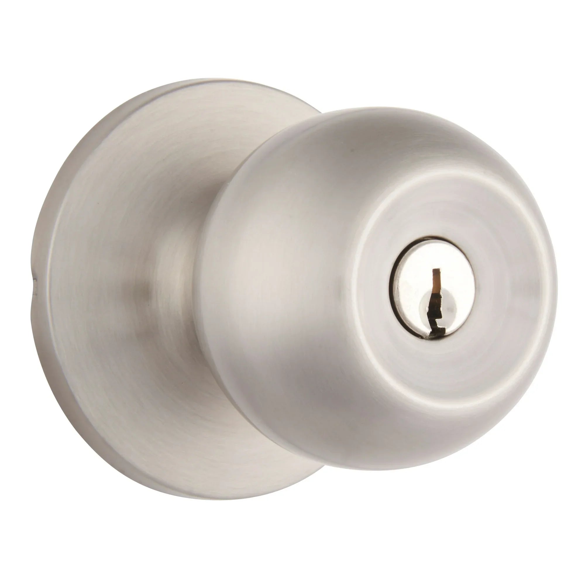Brinks Keyed Entry Classic Ball Style Doorknob, Satin Nickel Finish