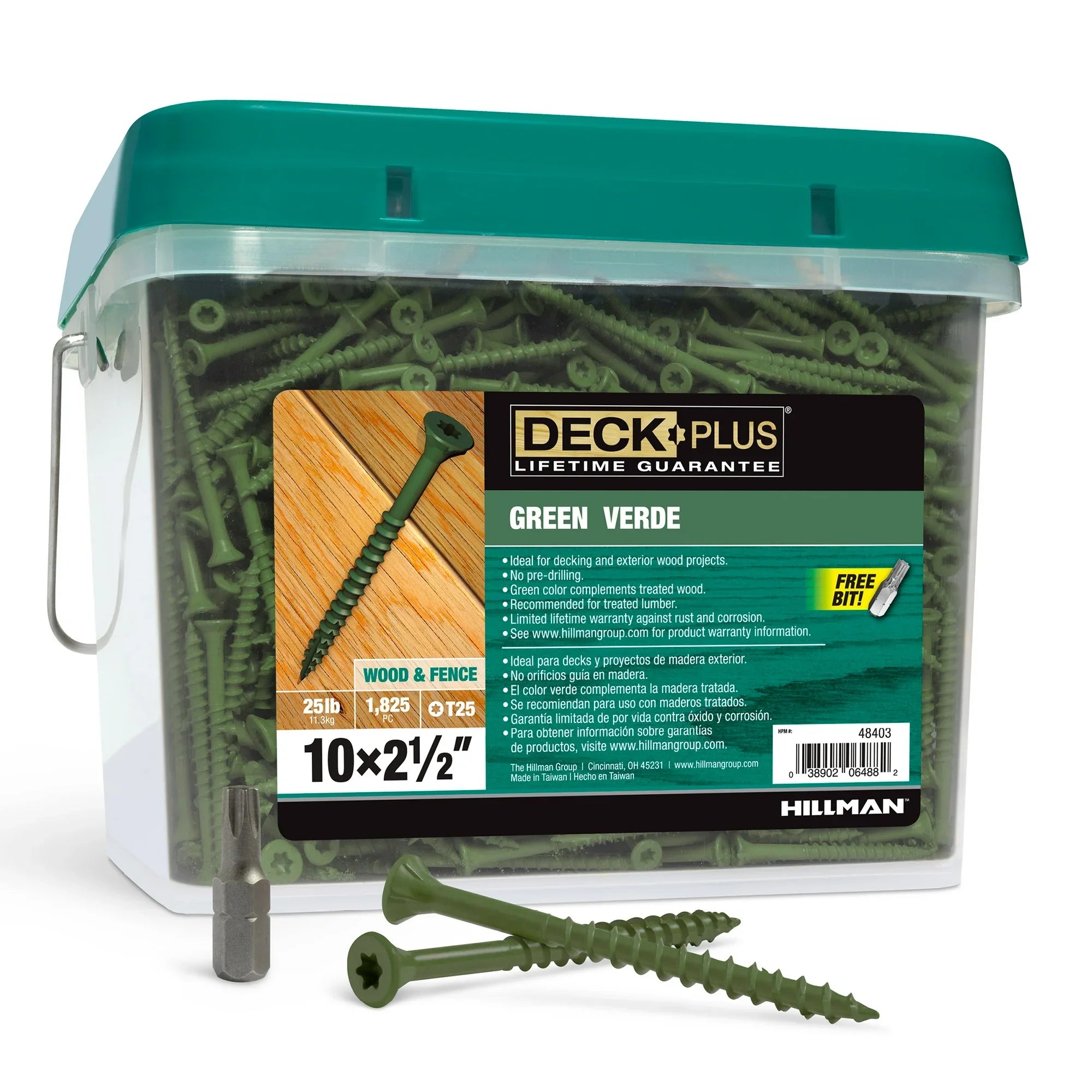 Deck Plus Exterior Green, Wood Screws, Steel, Self-Drilling,25 lb Box