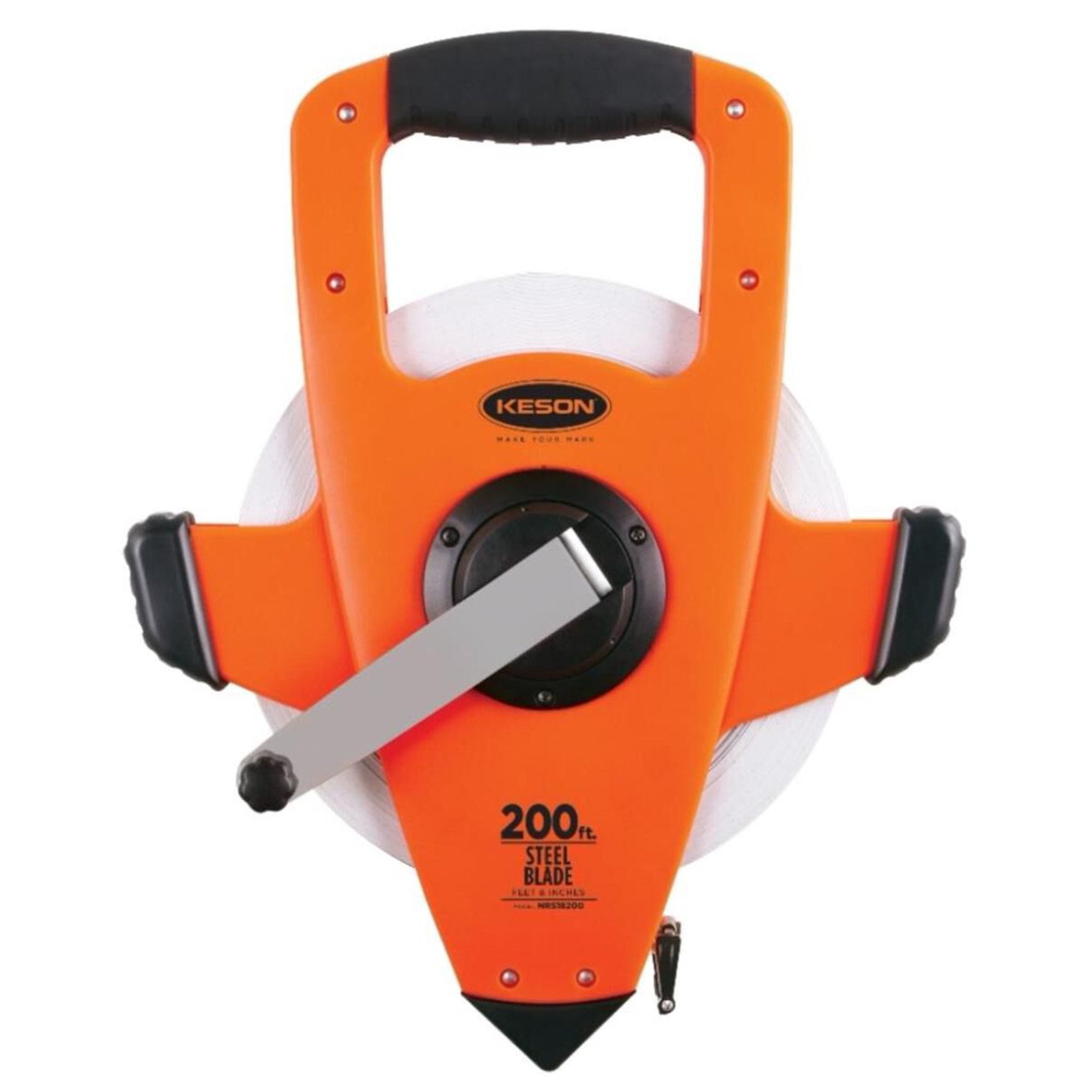 Keson 200 ft. Steel SAE Long Tape Measure, Orange NRS18200